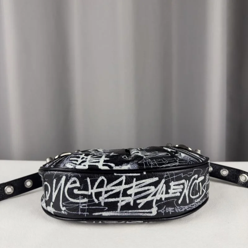 Balenciaga Le Cagole Small Graffiti Half-Moon Crossbody Bag OnTrend 38332