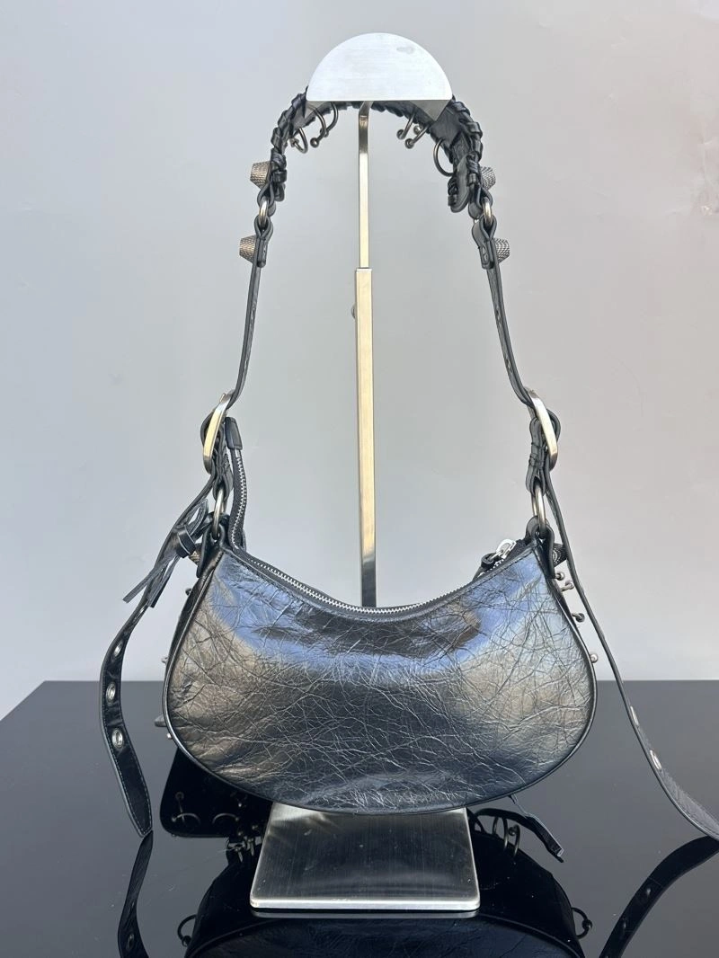 Balenciaga Le Cagole XS Black Rivet Crescent Shoulder Bag Casual 72711