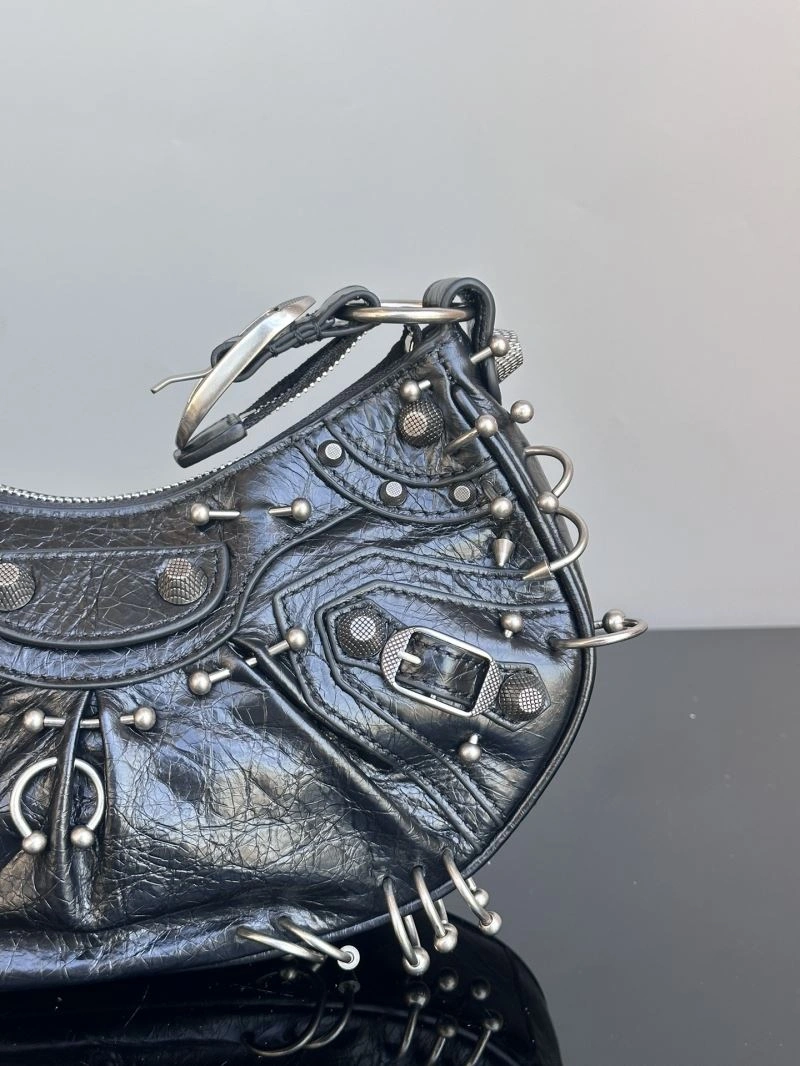 Balenciaga Le Cagole XS Black Rivet Crescent Shoulder Bag Casual 72711