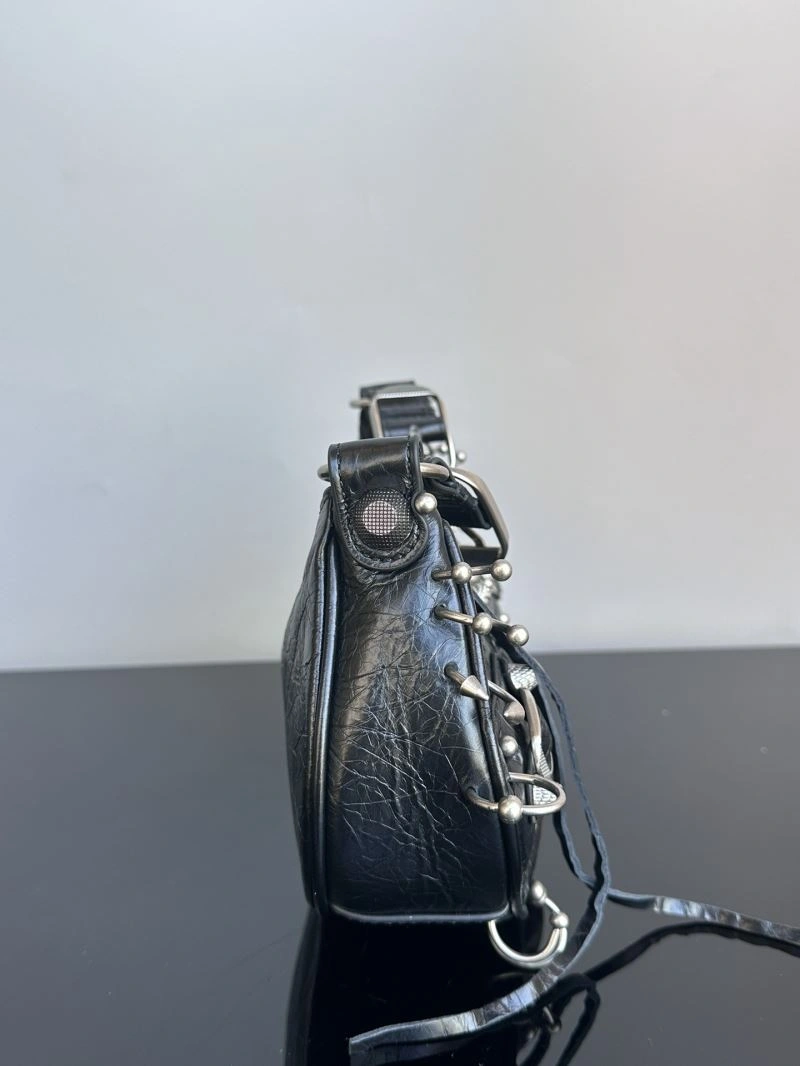 Balenciaga Le Cagole XS Black Rivet Crescent Shoulder Bag Casual 72711