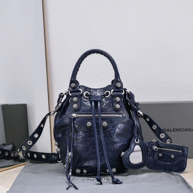Balenciaga Le Cagoles Distressed Lambskin Bucket Bag with Mirror SportInspired 72680