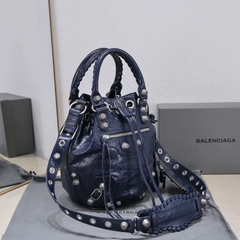 Balenciaga Le Cagoles Distressed Lambskin Bucket Bag with Mirror SportInspired 72680