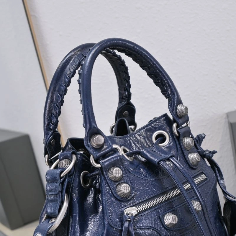 Balenciaga Le Cagoles Distressed Lambskin Bucket Bag with Mirror SportInspired 72680