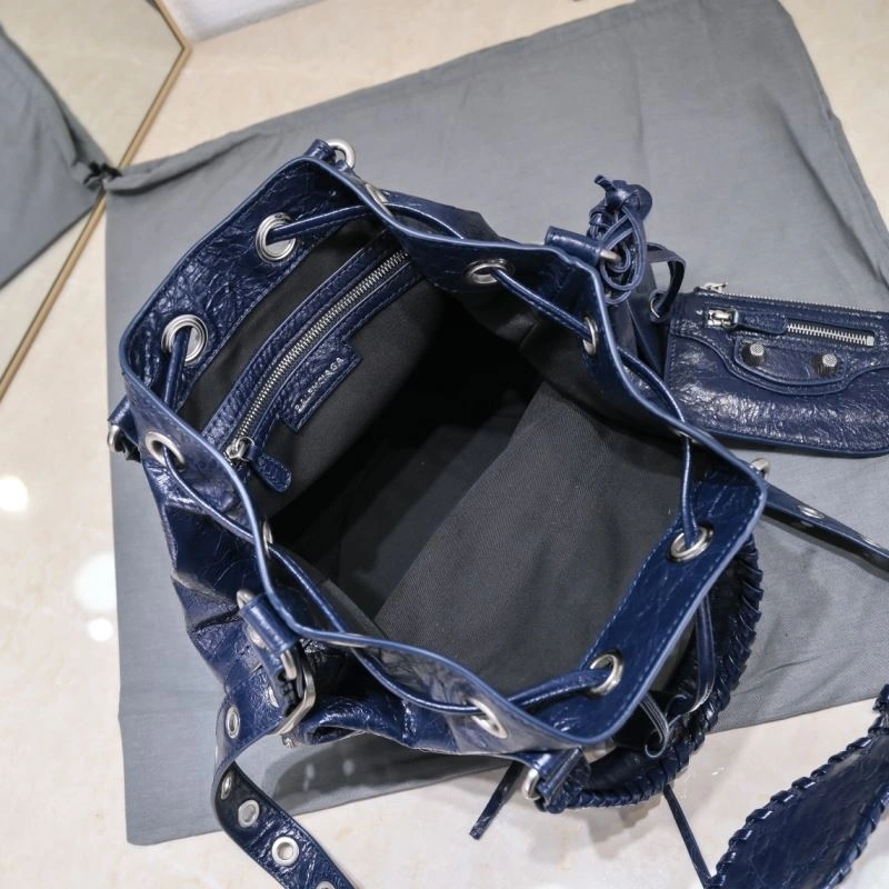 Balenciaga Le Cagoles Distressed Lambskin Bucket Bag with Mirror SportInspired 72680