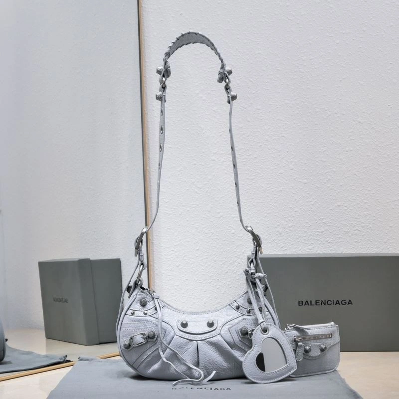 Fashionable Balenciaga Light Gray Crescent Bag - 26cm Size 72716
