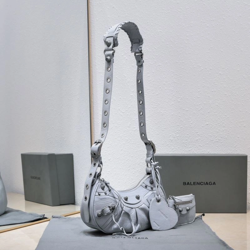Fashionable Balenciaga Light Gray Crescent Bag - 26cm Size 72716