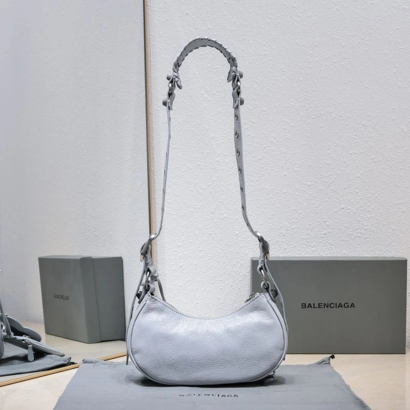 Fashionable Balenciaga Light Gray Crescent Bag - 26cm Size 72716