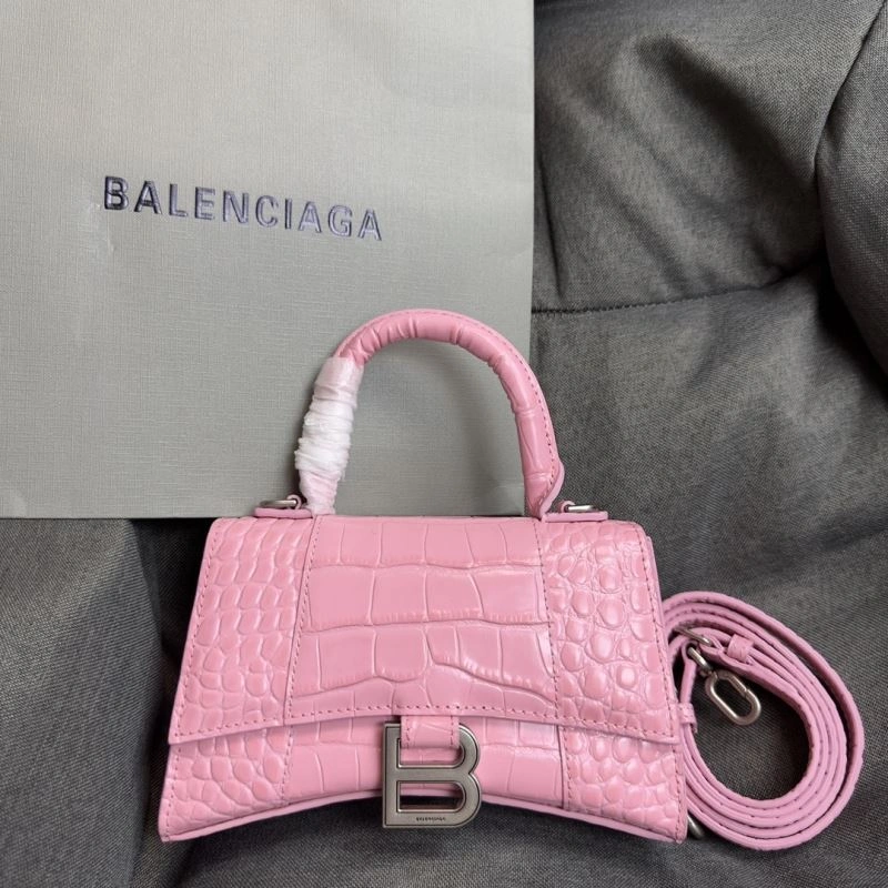 Balenciaga Light Pink Crocodile Hourglass XS Bag with Silver Buckle Comfortable 69994