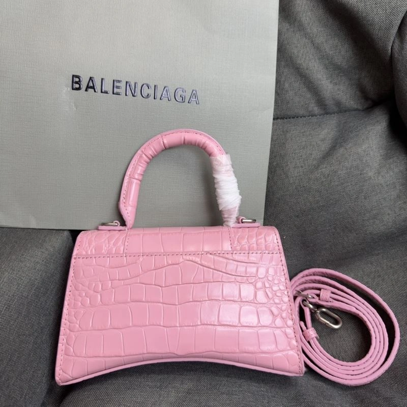 Balenciaga Light Pink Crocodile Hourglass XS Bag with Silver Buckle Comfortable 69994