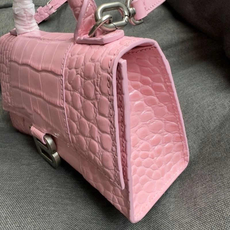 Balenciaga Light Pink Crocodile Hourglass XS Bag with Silver Buckle Comfortable 69994