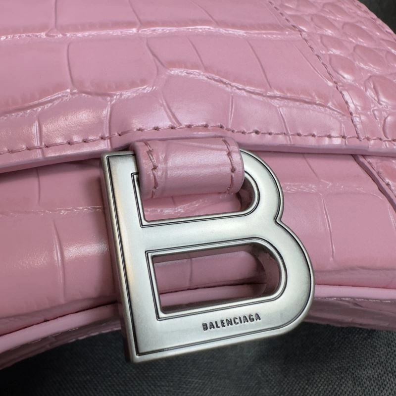 Balenciaga Light Pink Crocodile Hourglass XS Bag with Silver Buckle Comfortable 69994