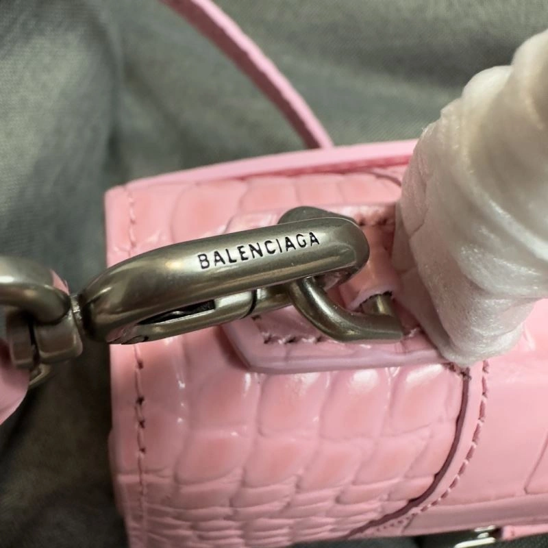 Balenciaga Light Pink Crocodile Hourglass XS Bag with Silver Buckle Comfortable 69994