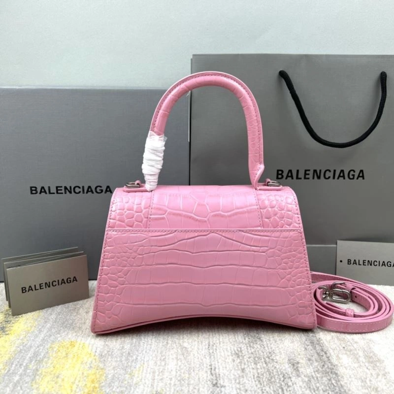 Trendsetting Balenciaga Light Pink Crocodile Pattern Balenciaga Hourglass Bag 78733