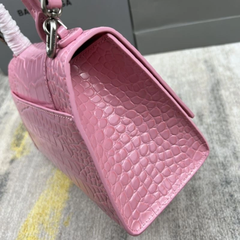 Trendsetting Balenciaga Light Pink Crocodile Pattern Balenciaga Hourglass Bag 78733