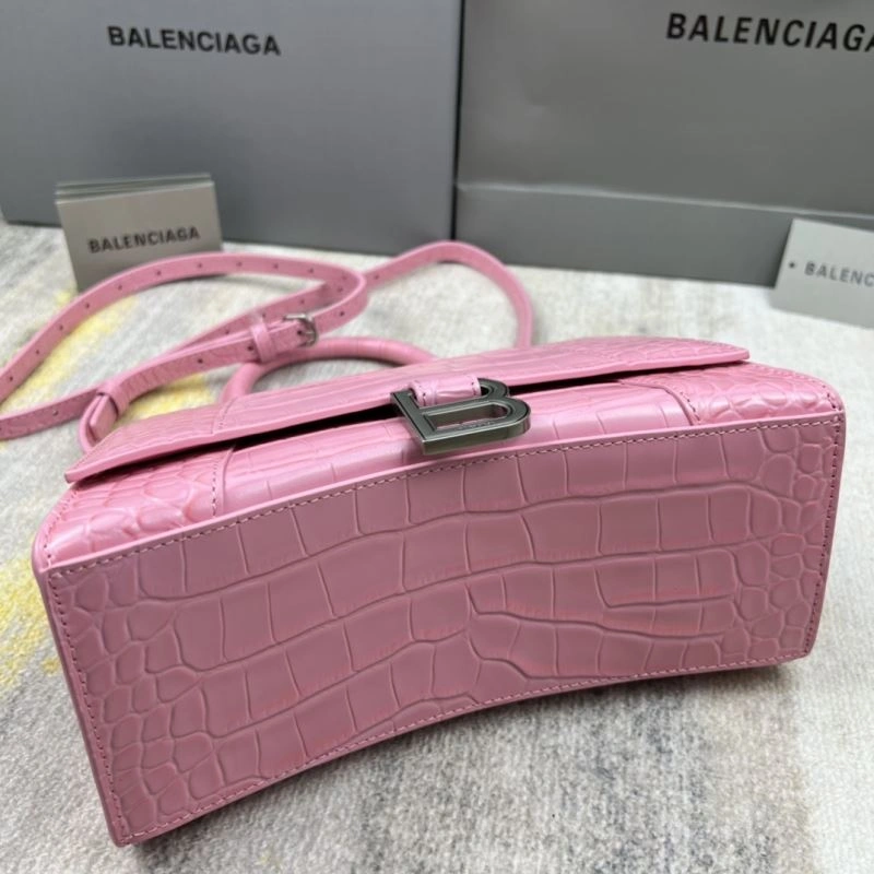 Trendsetting Balenciaga Light Pink Crocodile Pattern Balenciaga Hourglass Bag 78733