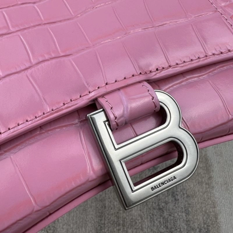 Trendsetting Balenciaga Light Pink Crocodile Pattern Balenciaga Hourglass Bag 78733