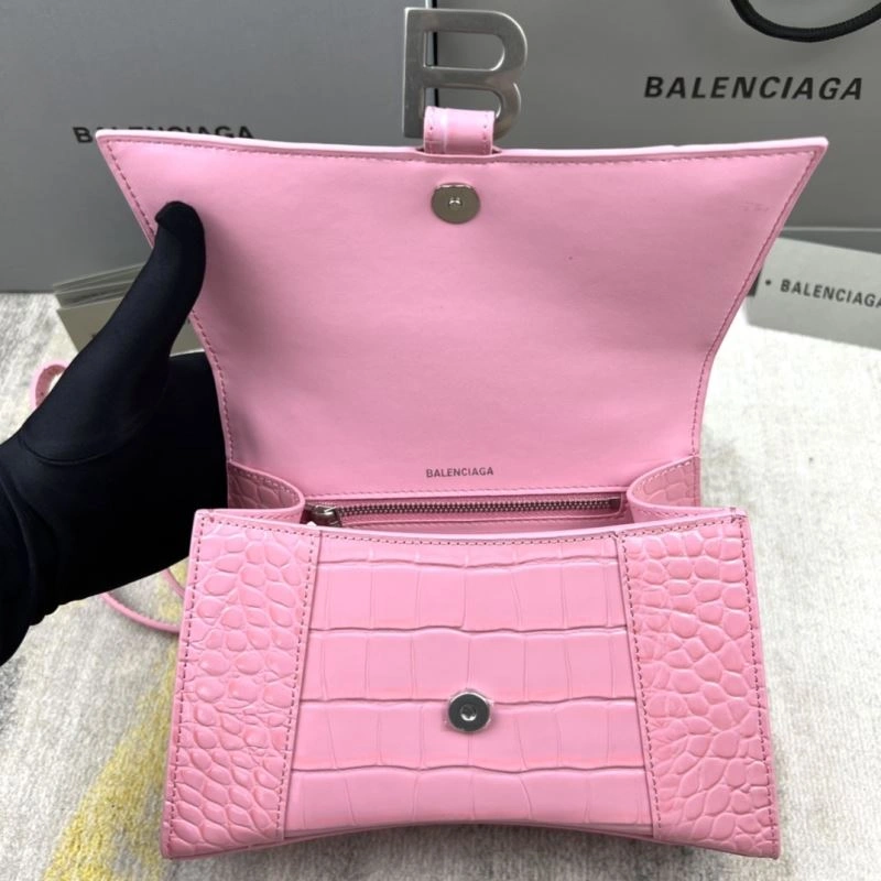 Trendsetting Balenciaga Light Pink Crocodile Pattern Balenciaga Hourglass Bag 78733