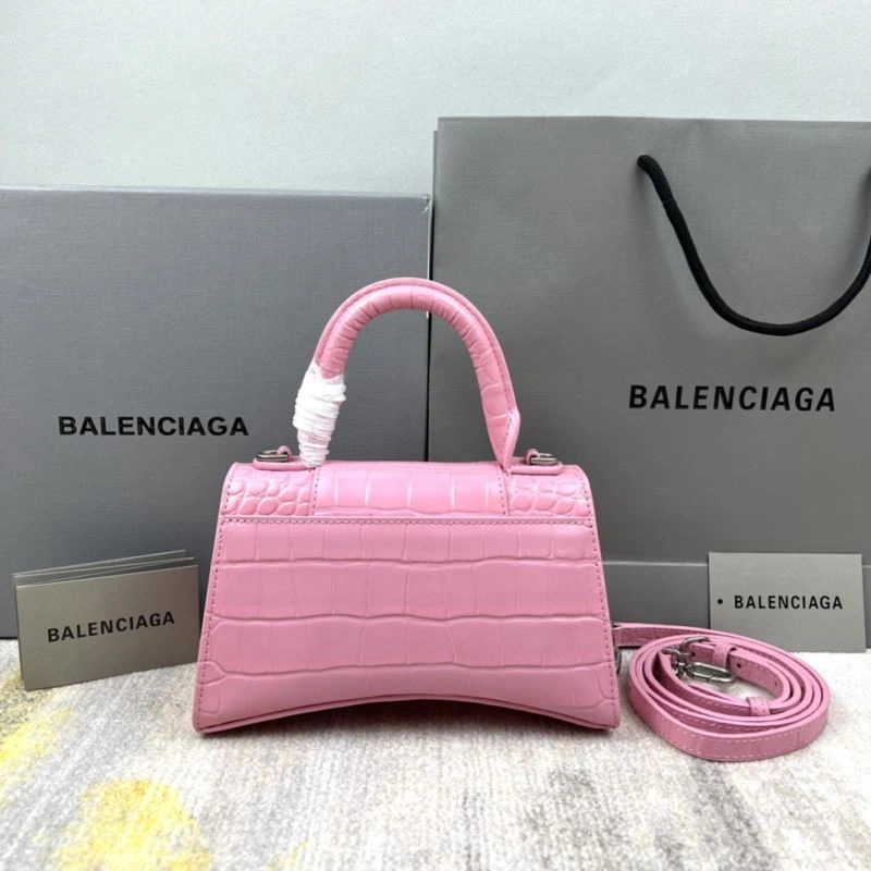Balenciaga Light Pink Crocodile Pattern Balenciaga Hourglass Bag XS Premium 78723