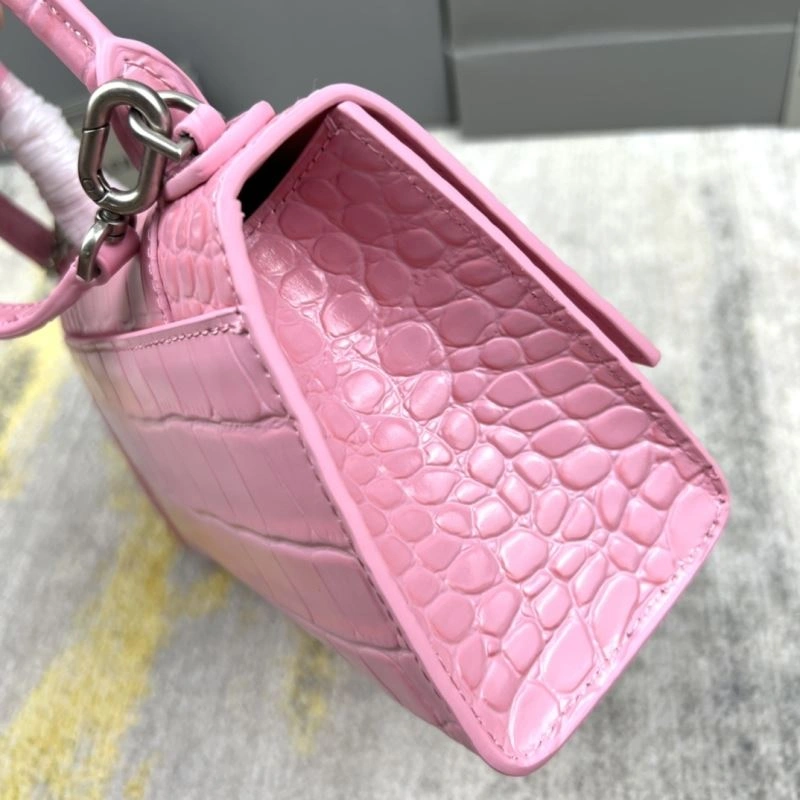 Balenciaga Light Pink Crocodile Pattern Balenciaga Hourglass Bag XS Premium 78723