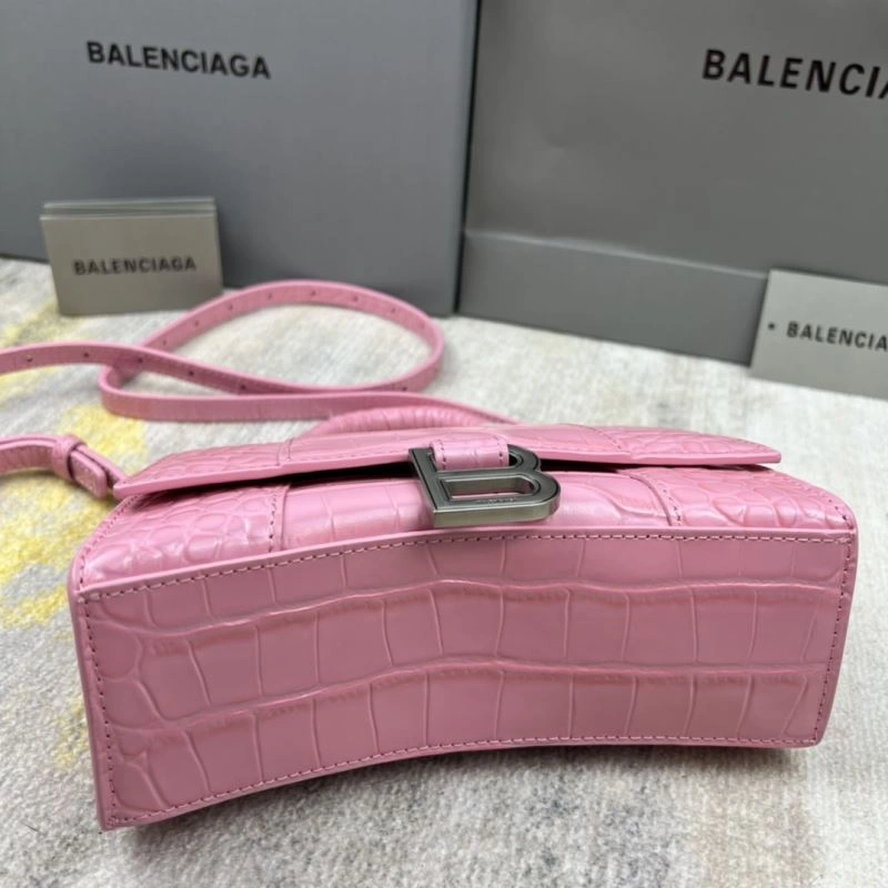 Balenciaga Light Pink Crocodile Pattern Balenciaga Hourglass Bag XS Premium 78723