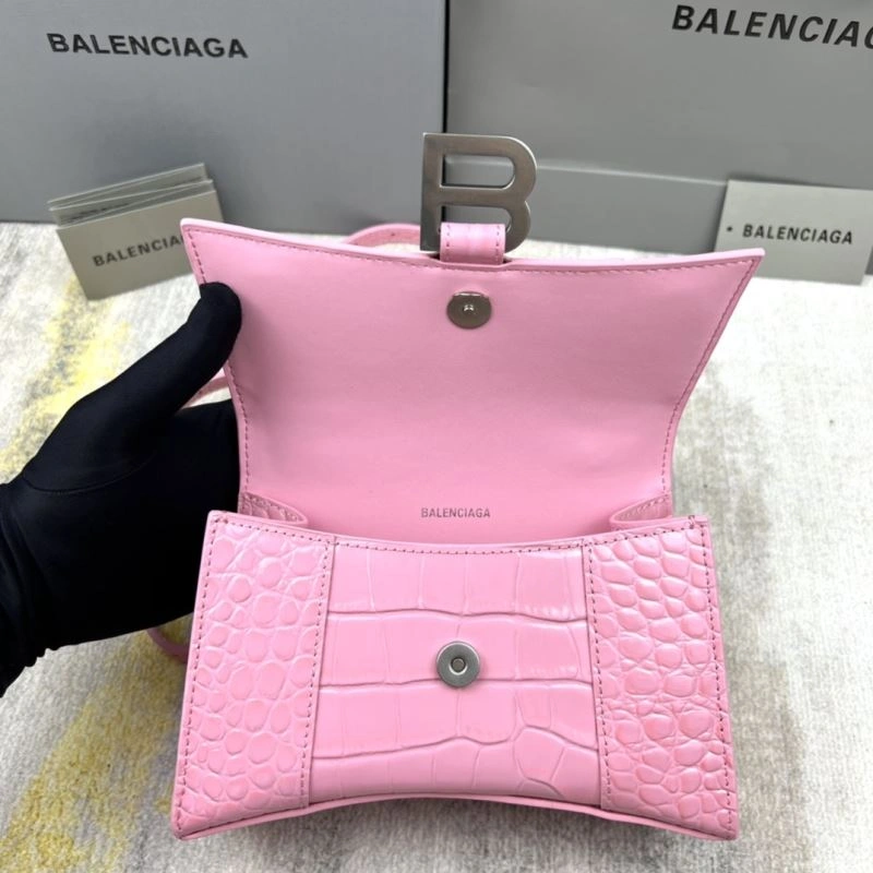 Balenciaga Light Pink Crocodile Pattern Balenciaga Hourglass Bag XS Premium 78723