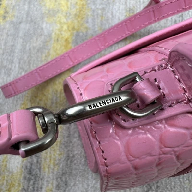 Balenciaga Light Pink Crocodile Pattern Balenciaga Hourglass Bag XS Premium 78723