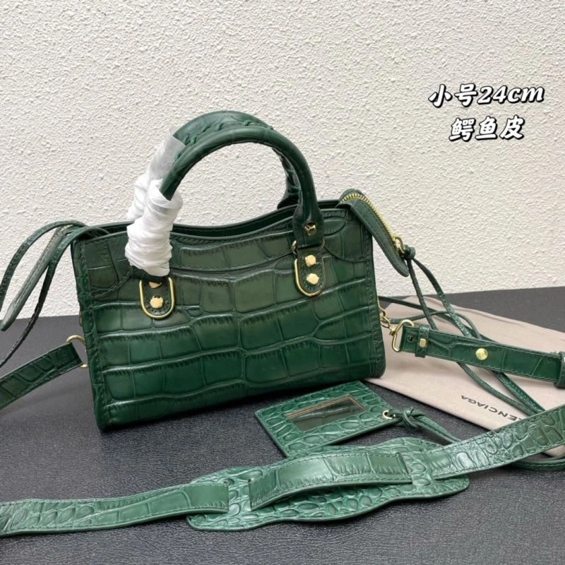 SunProtective Balenciaga Luxe Crocodile Leather Motorcycle Bag with Gold Accents 72639