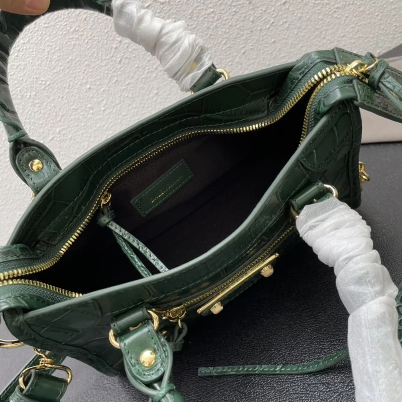 SunProtective Balenciaga Luxe Crocodile Leather Motorcycle Bag with Gold Accents 72639
