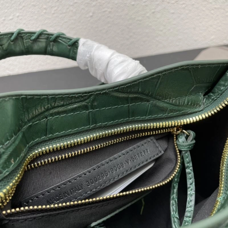 SunProtective Balenciaga Luxe Crocodile Leather Motorcycle Bag with Gold Accents 72639
