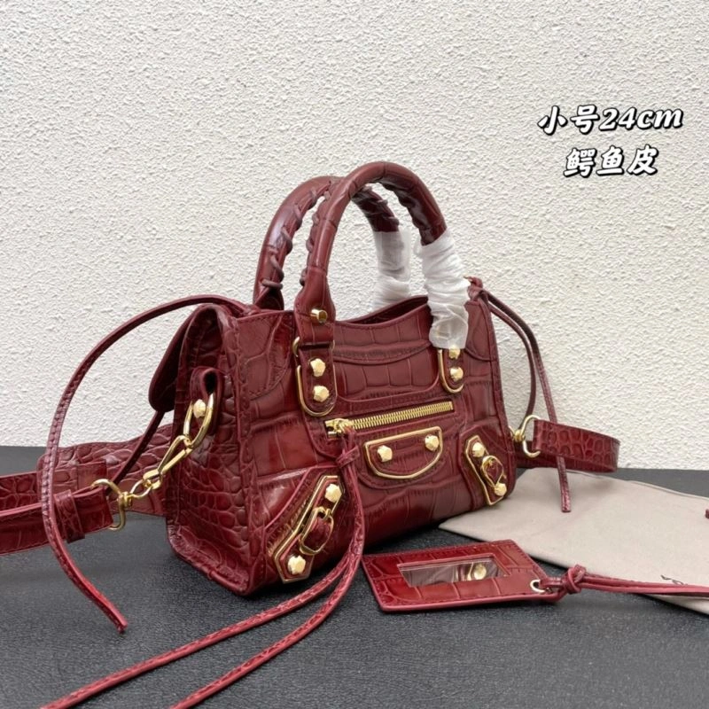 Balenciaga Luxe Crocodile Motorcycle Bag with Gold Accents Refined 72630