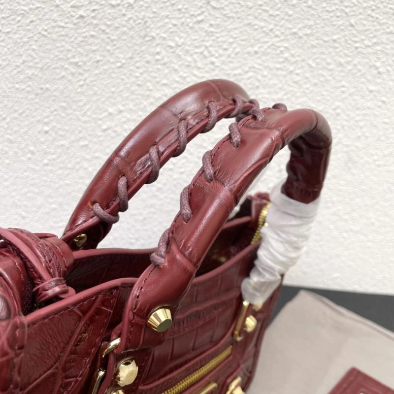 Balenciaga Luxe Crocodile Motorcycle Bag with Gold Accents Refined 72630