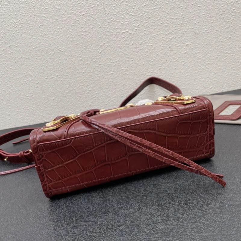 Balenciaga Luxe Crocodile Motorcycle Bag with Gold Accents Refined 72630