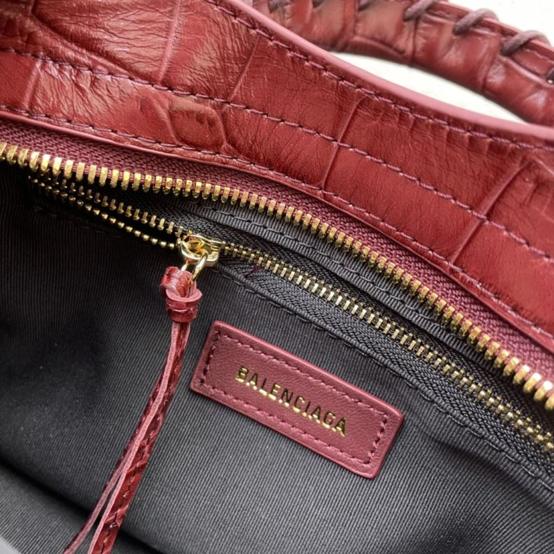 Balenciaga Luxe Crocodile Motorcycle Bag with Gold Accents Refined 72630