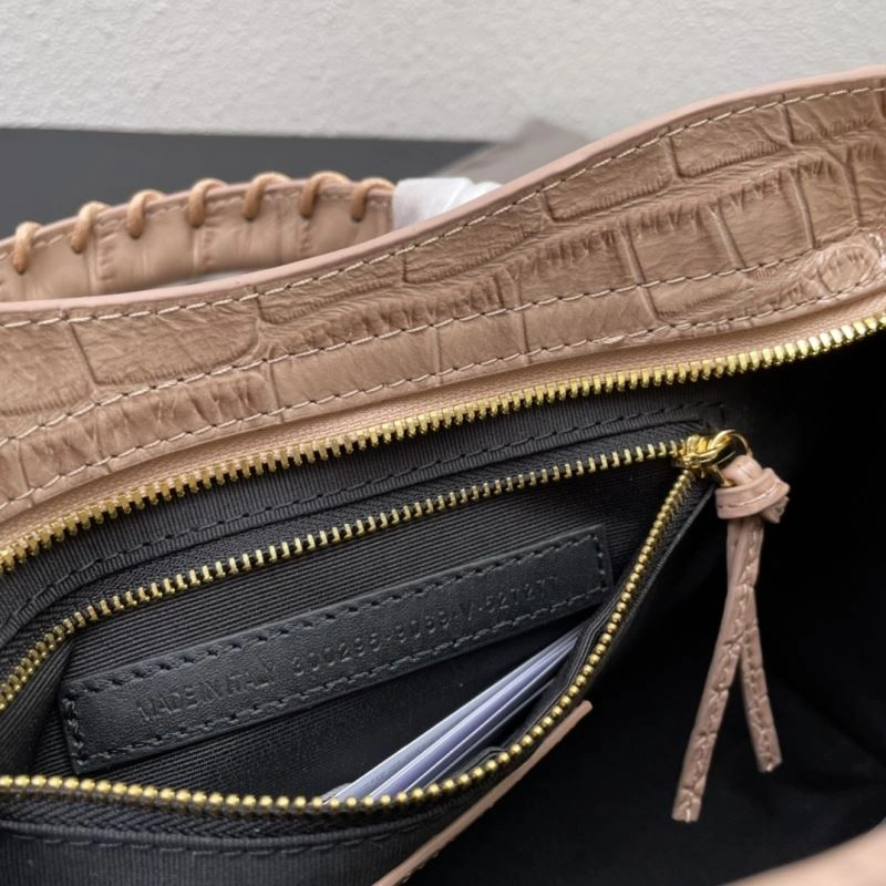 AllSeason Balenciaga Luxe Crocodile Motorcycle Bag with Gold Accents 72638