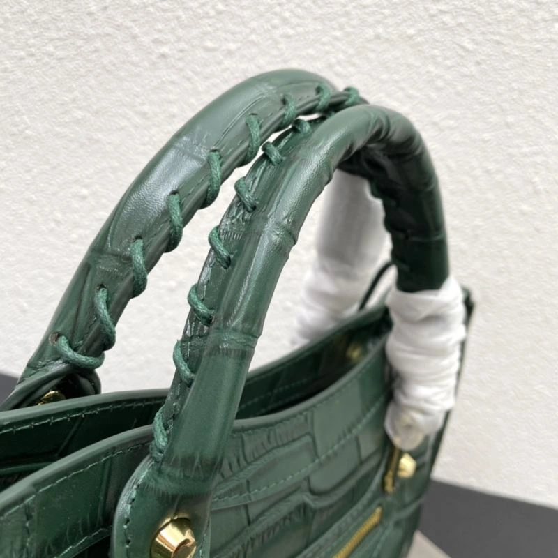 Balenciaga Luxe Crocodile Motorcycle Bag with Gold Accents Bright 72632