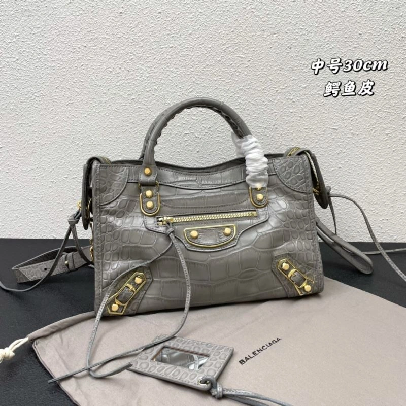 Balenciaga Luxe Crocodile Motorcycle Bag with Gold Accents WellDesigned 72626