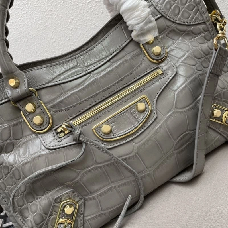 Balenciaga Luxe Crocodile Motorcycle Bag with Gold Accents WellDesigned 72626