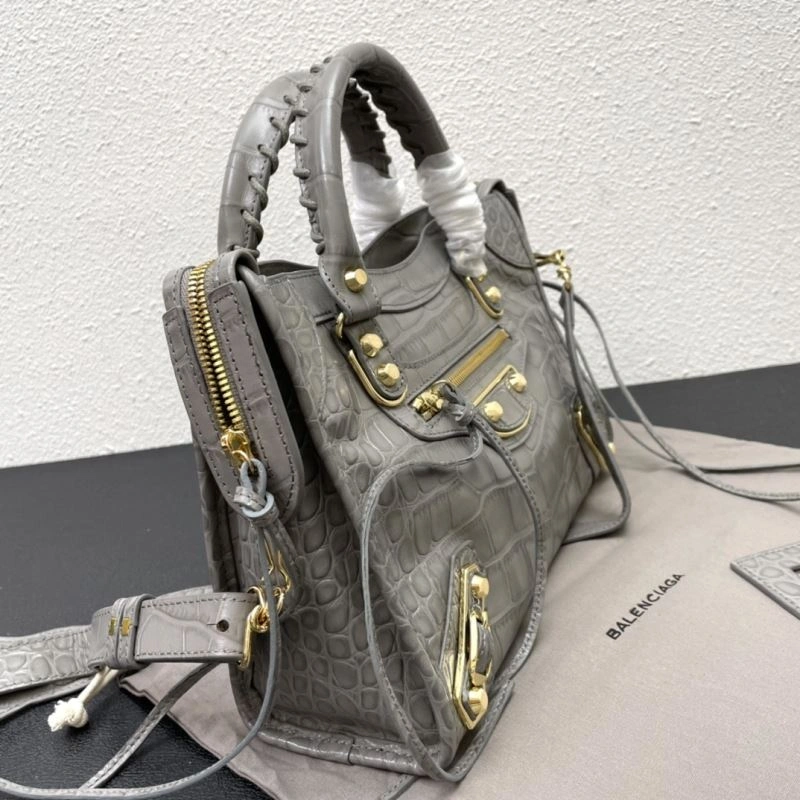Balenciaga Luxe Crocodile Motorcycle Bag with Gold Accents WellDesigned 72626
