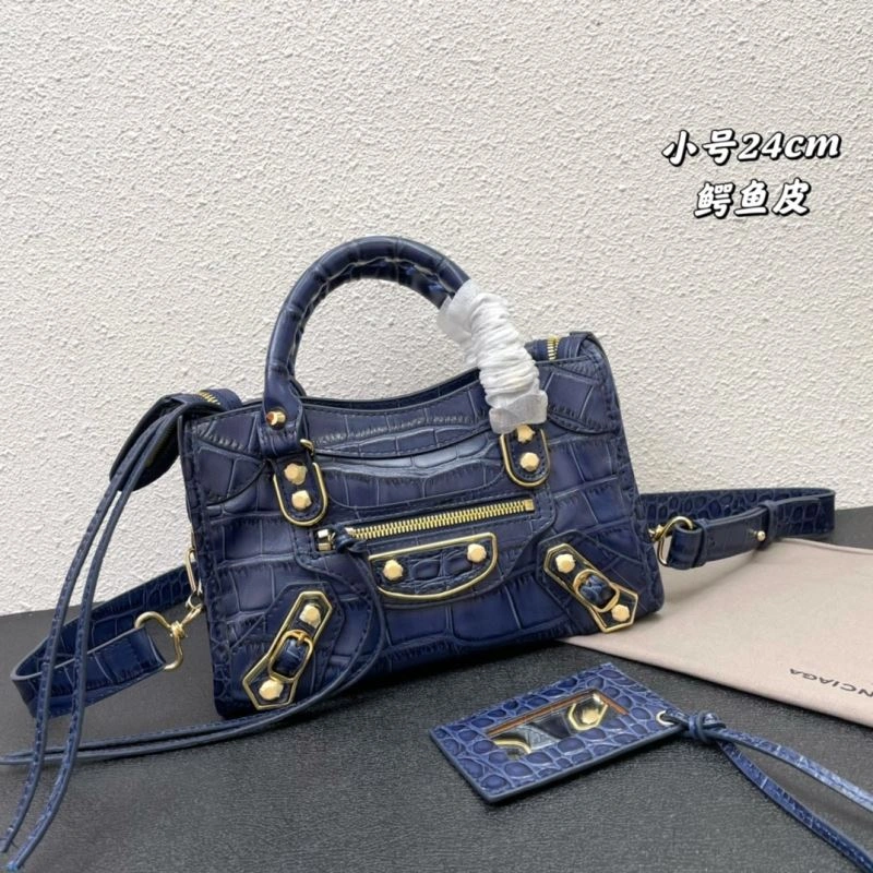 Affordable Balenciaga Luxe Crocodile Motorcycle Bag with Gold Hardware 72633