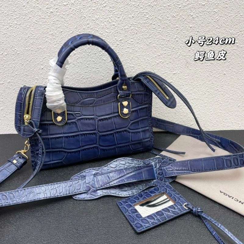 Affordable Balenciaga Luxe Crocodile Motorcycle Bag with Gold Hardware 72633