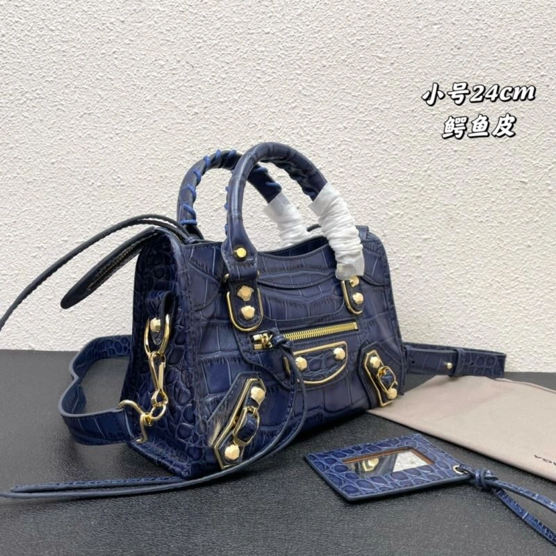 Affordable Balenciaga Luxe Crocodile Motorcycle Bag with Gold Hardware 72633
