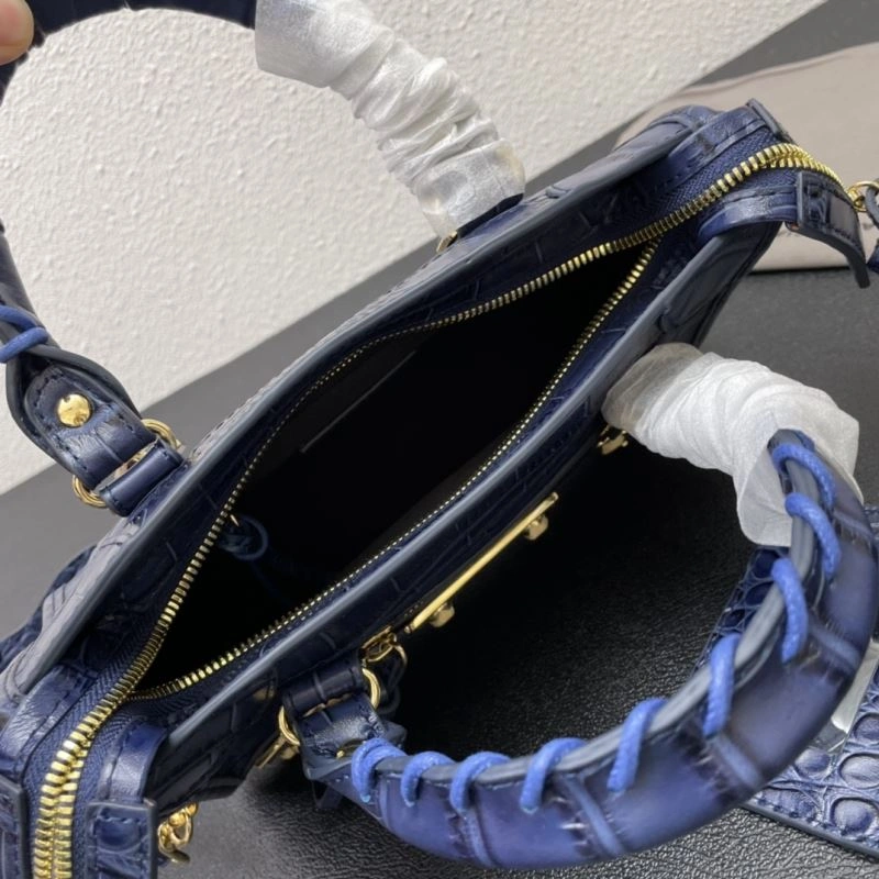 Affordable Balenciaga Luxe Crocodile Motorcycle Bag with Gold Hardware 72633