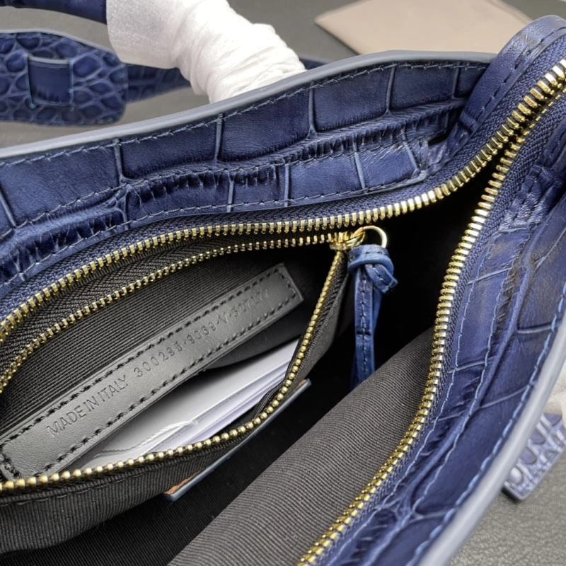 Affordable Balenciaga Luxe Crocodile Motorcycle Bag with Gold Hardware 72633
