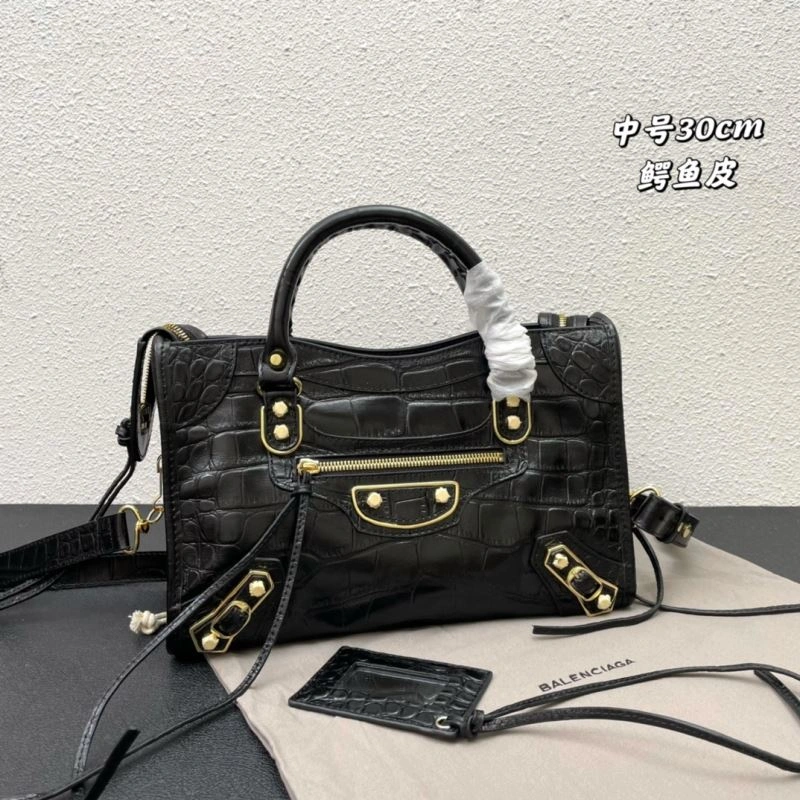Balenciaga Luxe Crocodile Motorcycle Bag with Golden Accents Seasonal 72625