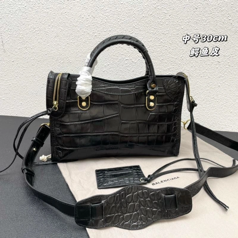 Balenciaga Luxe Crocodile Motorcycle Bag with Golden Accents Seasonal 72625