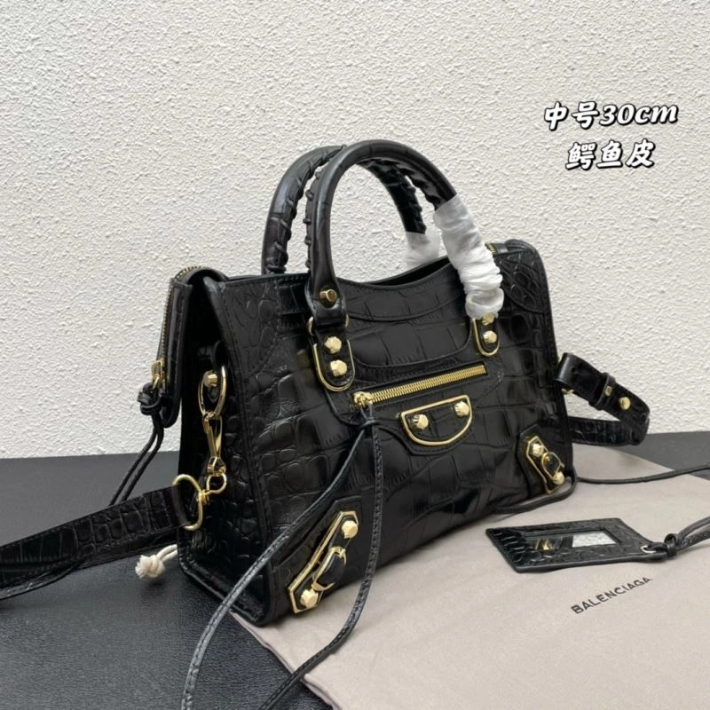 Balenciaga Luxe Crocodile Motorcycle Bag with Golden Accents Seasonal 72625