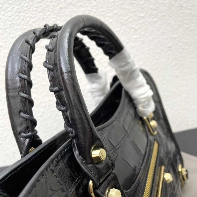 Balenciaga Luxe Crocodile Motorcycle Bag with Golden Accents Seasonal 72625