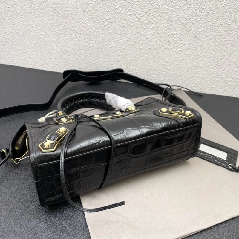 Balenciaga Luxe Crocodile Motorcycle Bag with Golden Accents Seasonal 72625