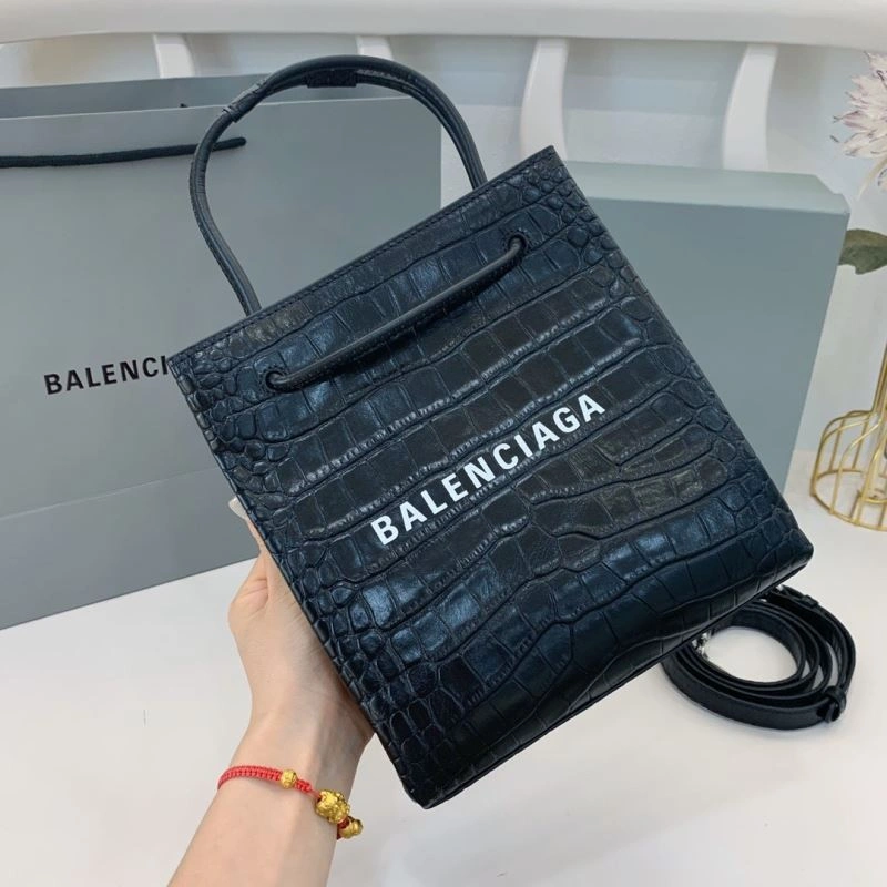 Balenciaga Luxury Balenciaga Crocodile Pattern Shopping Bag - Black ComfortFit 78556