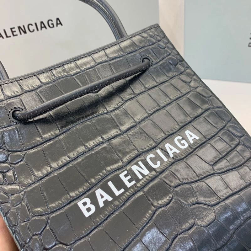 Balenciaga Luxury Balenciaga Crocodile Pattern Shopping Bag - Black ComfortFit 78556
